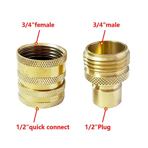 Garden Hose Quick Connect Brass Hose Quick Adapter Quick Fittings 3 (Brass 3SETS)