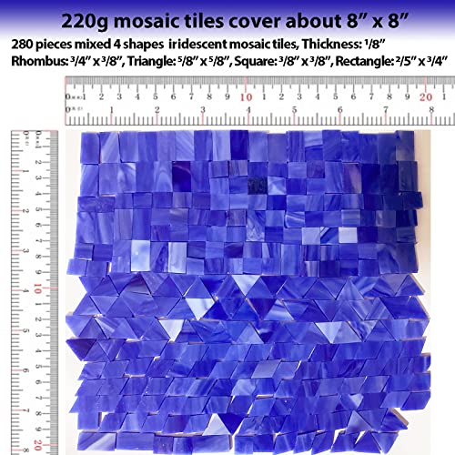 Magic Iridescent Blue Stained Glass Mosaic Tiles (Iridescent Blue-220g)