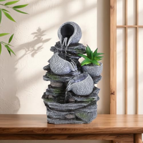Water Fountain Tabletop Waterfall Fountains Indoor with LED (Style 14)