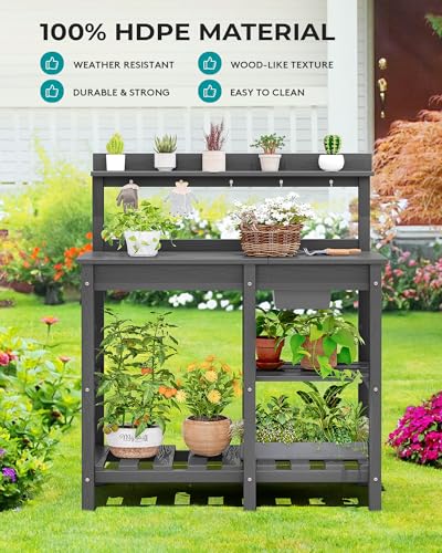 Outdoor Potting Bench with Sink (Gray / Classic)