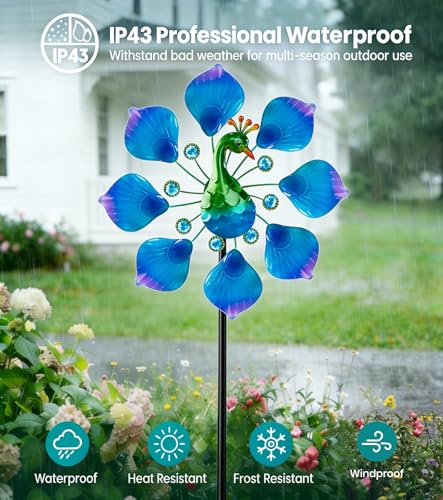44" Peacock Garden Wind Spinners (44" Peacock)