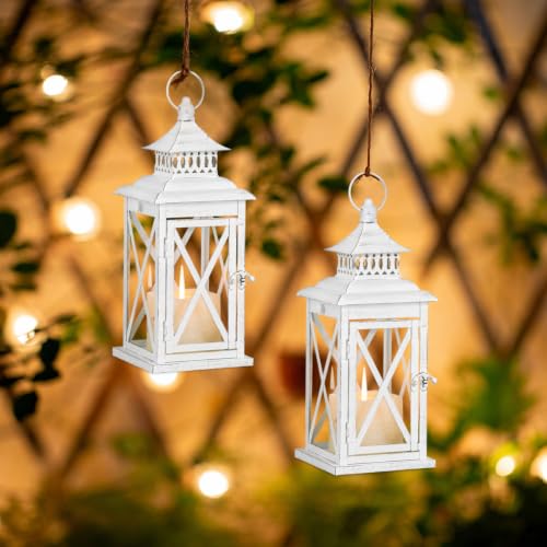 Lantern Decorative Indoor & Outdoor (White / 14.8'' / 2 Pc)