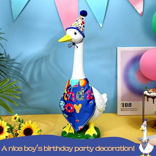Porch Goose Statue (boy birthday goose)