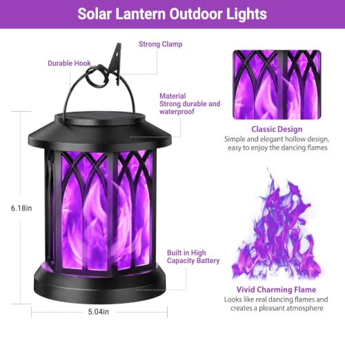 6 Pack Solar Lantern Outdoor Lights (Purple Light / 6 Pack)