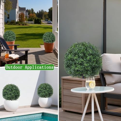 4PCS 24" Artificial Boxwood Topiary Ball Trees with Ground Spike (Boxwood 4pcs)