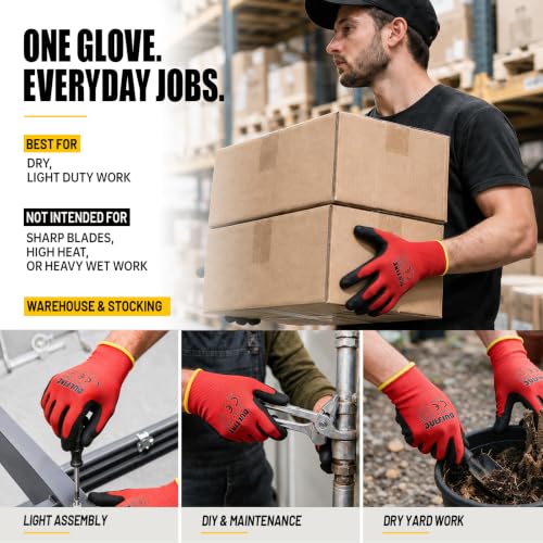 Safety Work Gloves for Men 60 Pairs (Red / X-Large)