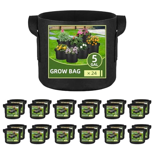 24 Pack 5 Gallon Grow Bags (5 Gallon)