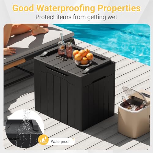 Outdoor Storage Box 31 Gallon Storage Box with Lid for Patio Furniture (31 Gallon / Dark Black)