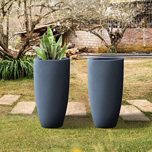 23.6" H Charcoal Concrete Tall Planters Two Pack (Charcoal / 23.6"H Two Pack)