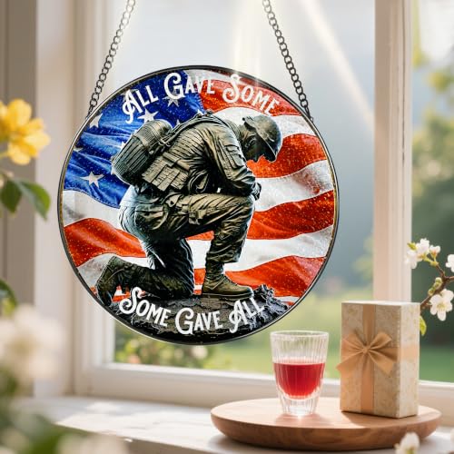 Stained Glass Window Hanging Suncatcher (Patriotic Soldier)