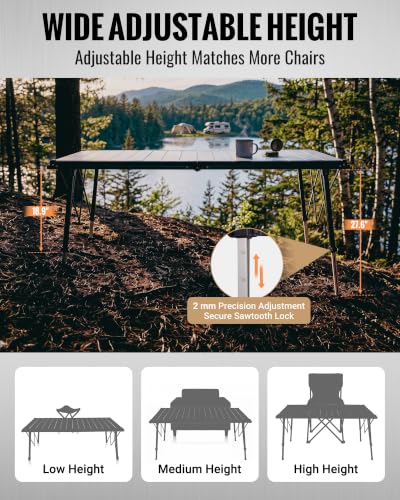 Large 55.1" Folding Camping Table (8p-pro-55.1"×27.6" - Adjustable Height)
