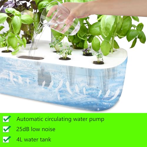 Hydroponics Growing System Kit 12 Pods Indoor Herb Garden with Grow Light (12 Pods / White)