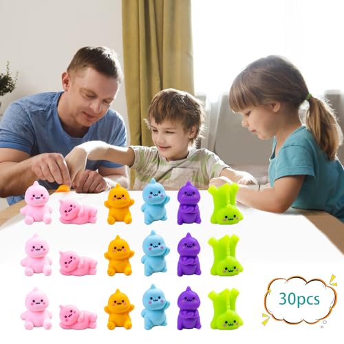 30 Pcs Mini Resin Dinosaur 6 Variety Tiny Animals Colorful Figures Miniature Little Small Figurines Bulk for Micro Fairy Garden Landscape Accessories Hide Crafts Decor (Dinosaur-30p)