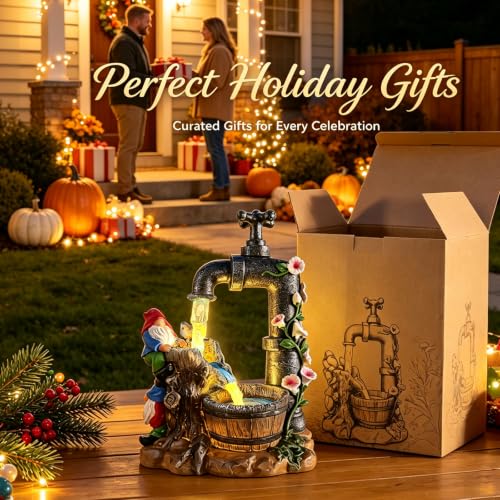 Solar Garden Gnomes Lights Outdoor Statues Yard Decorations Gifts for Mom (Gnome)