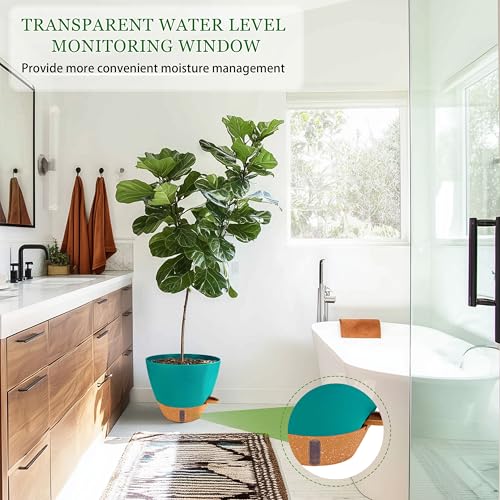 8/10/12 Inch Self Watering Pots for Indoor/Outdoor Plants (Turquoise / 8/10/12 inch)