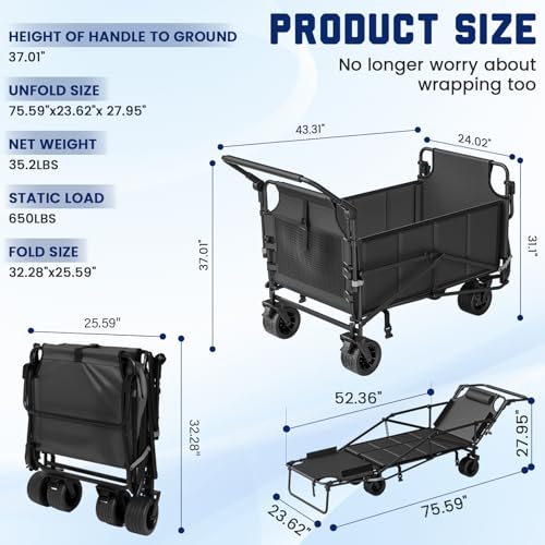 Heavy Duty Folding Wagon (Dark Grey / Large)