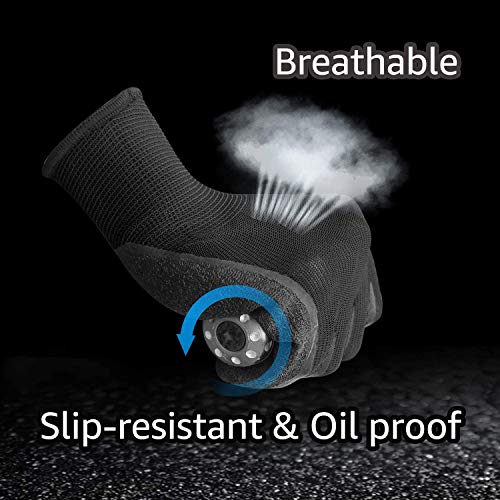 Crinkle Latex Rubber Coated Safety Work Gloves for Men Women (X-Small / Black-12 Pairs)