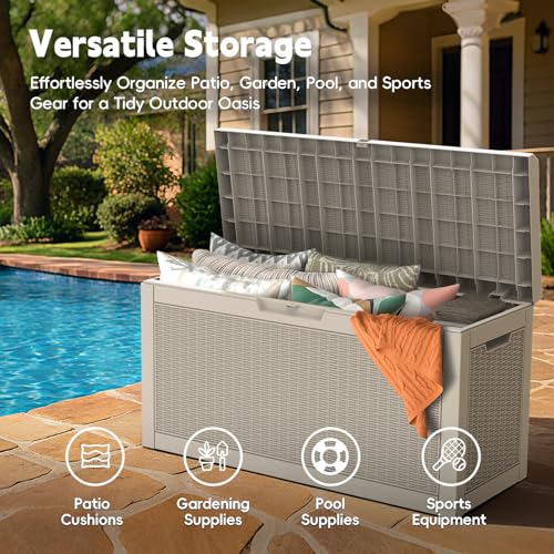 Outdoor Storage Box (Grey / 66 Gallon Bench)
