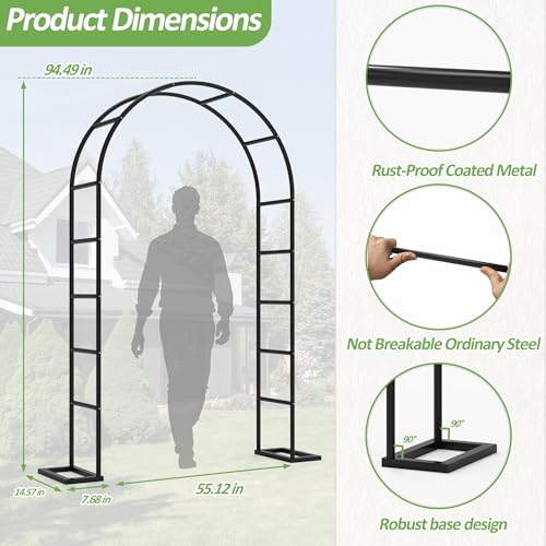 Arch Trellis for Climbing Plants Outdoor (94.5"(H)*55"(L)*7.7"(W))