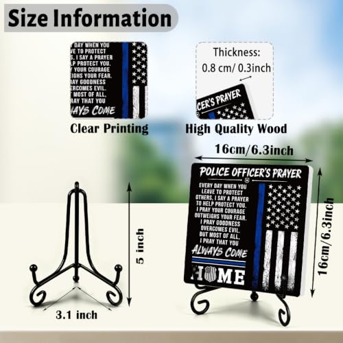 Police Officer Gift for Women Men Home Office Book Shelf Table Decor 02 (Multicolor 1718 / Wooden sign with iron frame（6.3 x 6.3 inches）)