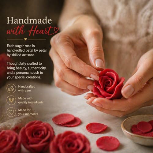 Edible Red Rose Toppers (Red)