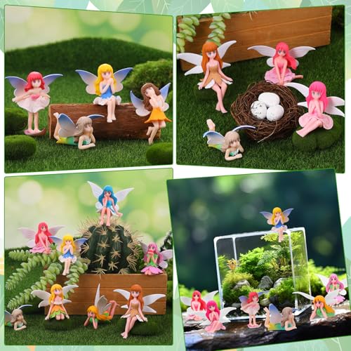 12 Pcs Fairy Figurines Miniature Fairies Dynamic Pose Garden Set (2.55*2.75 inch)
