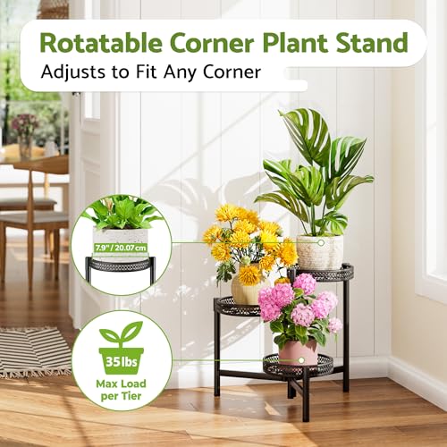 Metal Plant Stand Indoor Outdoor (BlackWave / 3-tiers)
