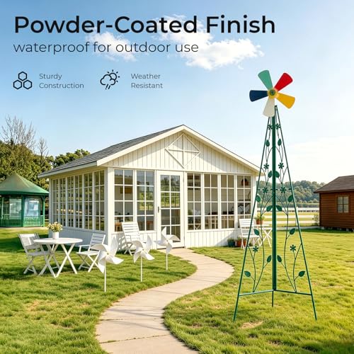 8FT Ornamental Windmill for Yard (6.2ft-green)