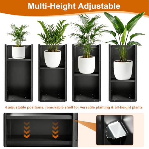 15"x15" x 30" Tall Metal Planter Box 2 Pack (Black / 15" L x 15" W x 30" H)