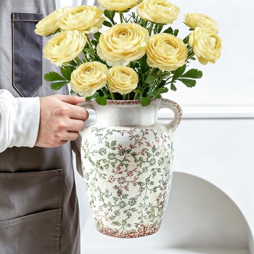 Green Chinoiserie Vase (05-green and Beige-9.4 in)