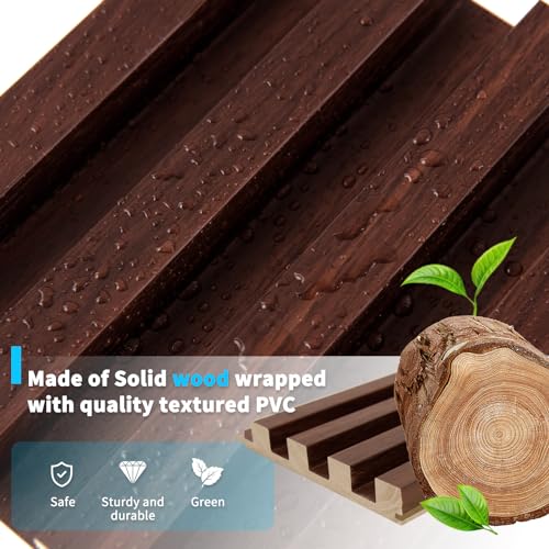 108 x 5.7 Inch Slat Wood Wall Paneling for Interior Decor (8Pcs-108 x 5.7 Inch / Slat Walnut)