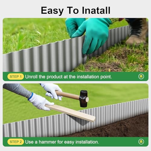 Corrugated Garden Edging Border (Silver / 6 Inch×100 Ft)