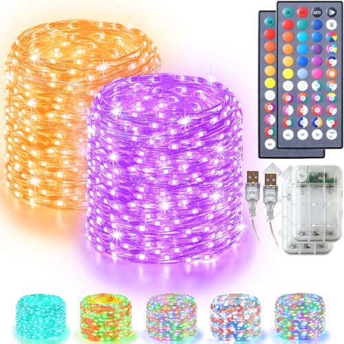 Fairy Lights 34 Colors Changing (Silvery Wire / 2 Pack 100LED/66FT)