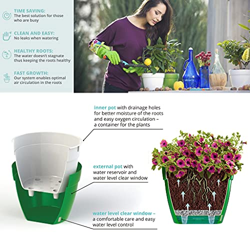 ASTI 7.9 Inch Self Watering Planters Grey