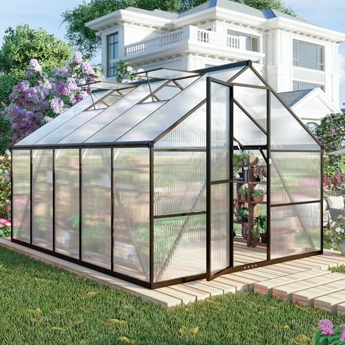 8 x 10 FT Outdoor Polycarbonate Greenhouse (Dark Gray / 8×10FT)