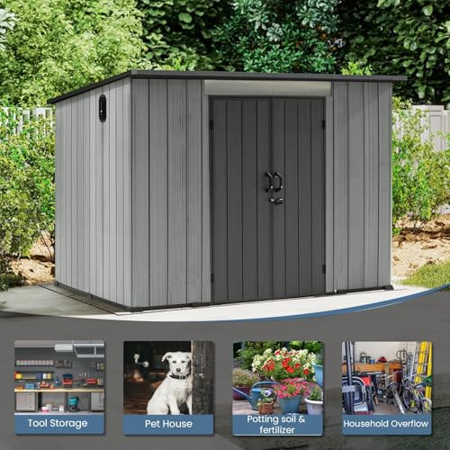 Domi 6.2x9.3 FT Resin Outdoor Storage Shed (6.2x9.3FT)