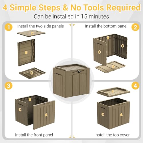 Outdoor Storage Box 31 Gallon Storage Box with Lid for Patio Furniture (31 Gallon / Light Coffee)