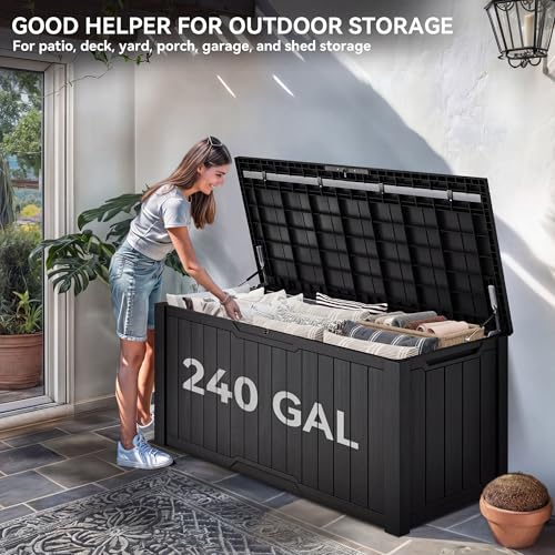 240 Gallon Extra Large Outdoor Storage Deck Box (Deck Box / 240 Gallon / Black)