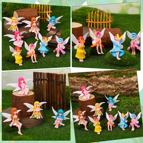 8 Pcs Fairy Figurines Miniature Fairies Love Letter Theme Set (3.46*2.16 inch)