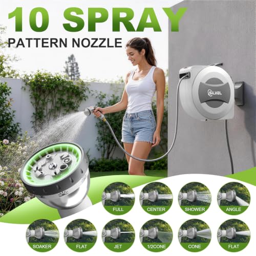 Automatic Retractable Garden Hose Reel (Light Grey / 1/2"×110FT-E)