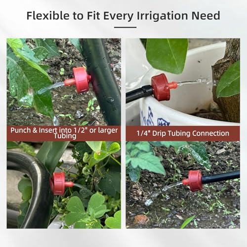 150PCS Mixed GPH Pressure Compensating Drip Irrigation Spot Watering Drippers (0.25/0.5/1/2/4 GPH / Mixed 150PCS)
