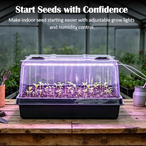 3 Pack Seed Starter Trays with Grow Lights (3p Trays+Domes+54 Cells+Lights)