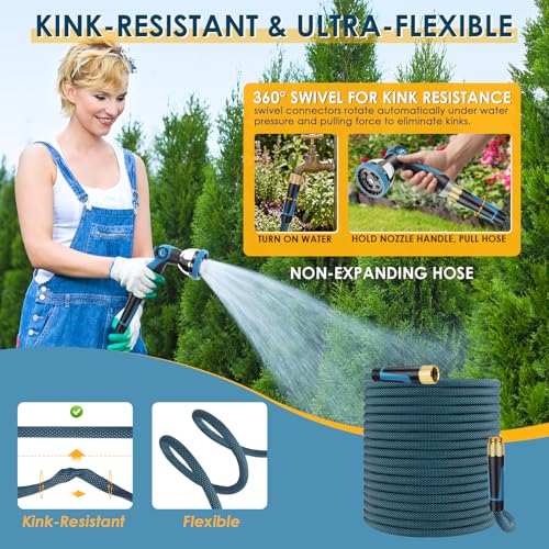 Non Expandable Garden Hose 75 FT (Blue / 75ft)