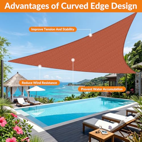 16'X29' Sun Shade Sail Rust Red Curved Square Customizable (Rust Red / 16'X29' custom)