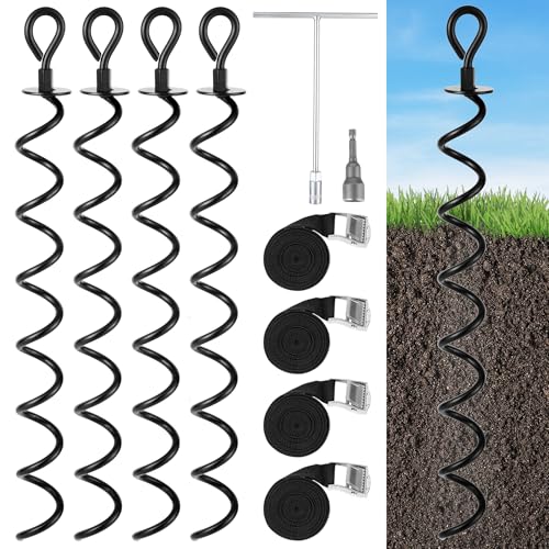22.4 Inch Ground Anchor Screw in (Black-4 pk / 22.4 inch)