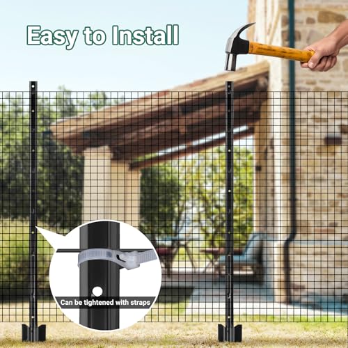 Metal Fence Posts 4 FT Black (Black / 4FT-10Pack)