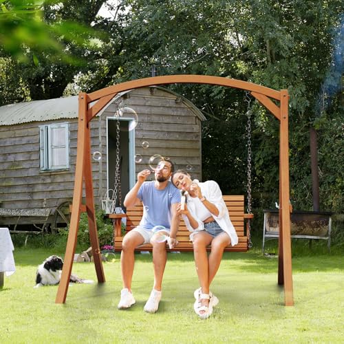 2026 Upgraded 4 FT Wooden Porch Swing (Brown / 4 FT)