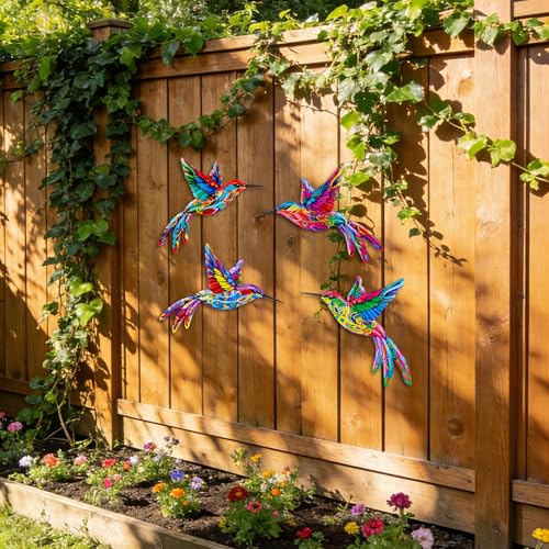 4 Pack Metal Hummingbird Wall Art Decor (Hummingbird-C)