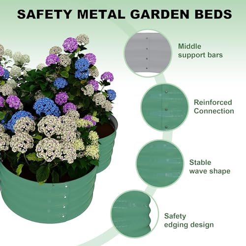 2 Pack Galvanized Raised Garden Bed (Green Petal-shaped / 4x4x1ft 2pcs)