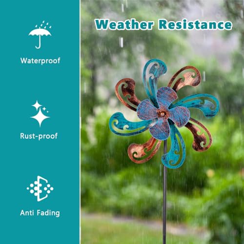 2 Packs 10" Outdoor Metal Wind Spinner (2-Brown)
